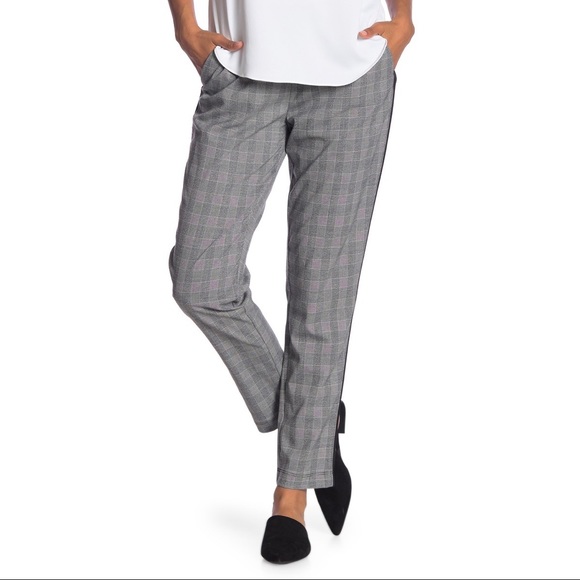 🌚 Kenneth Cole Plaid Pants with Black Piping - Picture 1 of 7